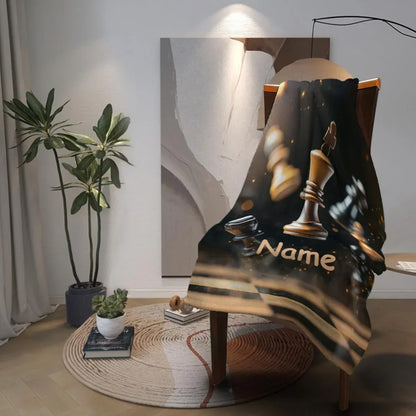 Personalized Chess Blanket: Grandmaster Soft Flannel Fleece Throw, Custom Name Gift - Dream Dragons