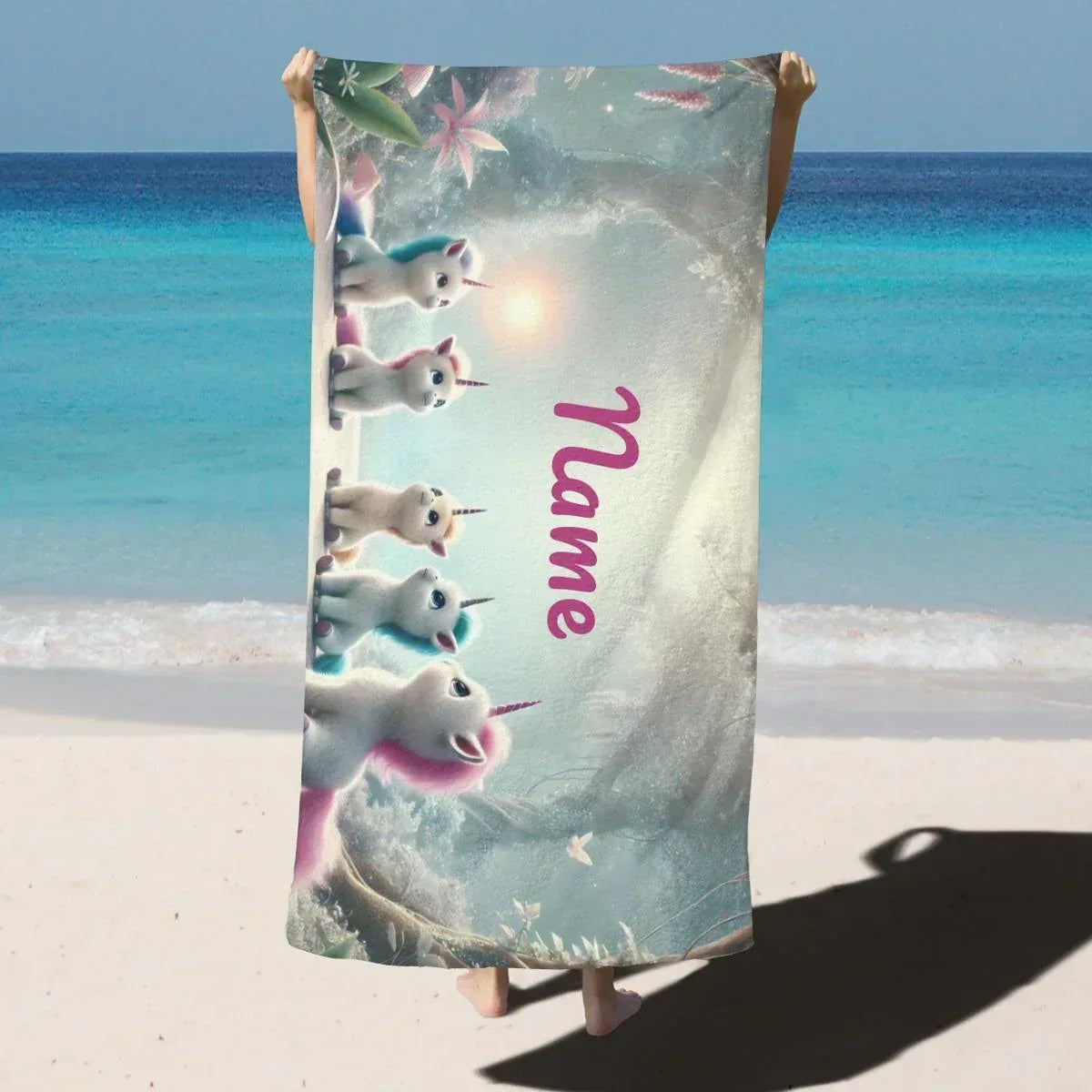 Personalized Unicorn Beach Towel: Soft Microfiber Summer Accessory, Swimming pool Towel - Dream Dragons