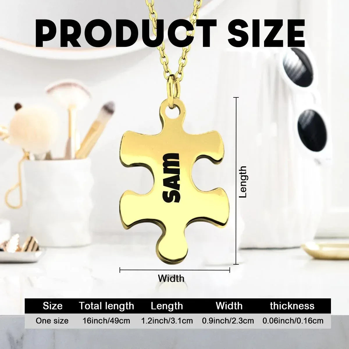 Engraved Puzzle Piece Necklace Set: Stainless Steel Matching Pendants - Dream Dragons