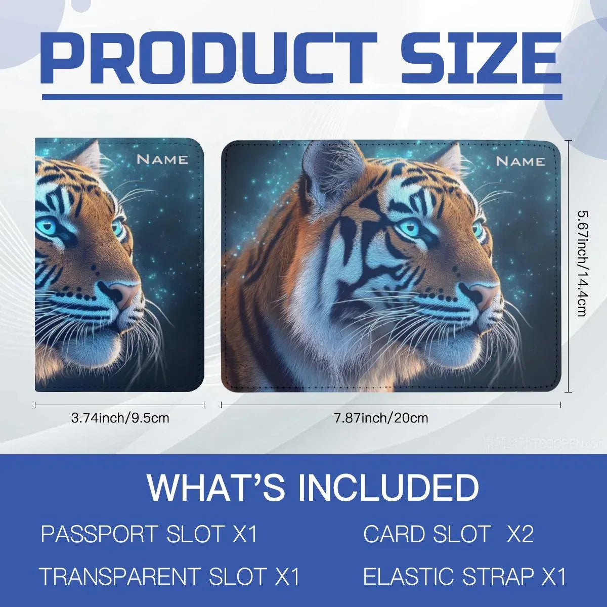 Personalized Tiger Passport Holder: Jungle Animal Design, Travel Gift, Holiday - Dream Dragons