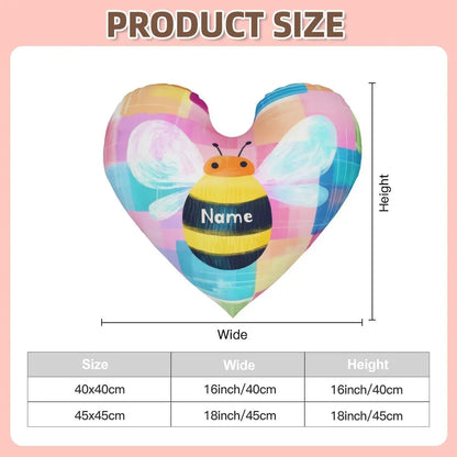 Personalized Bee Heart Pillow: Dutch Velvet Plush Nursery Decor - Filled with Fluffy Cotton - Dream Dragons