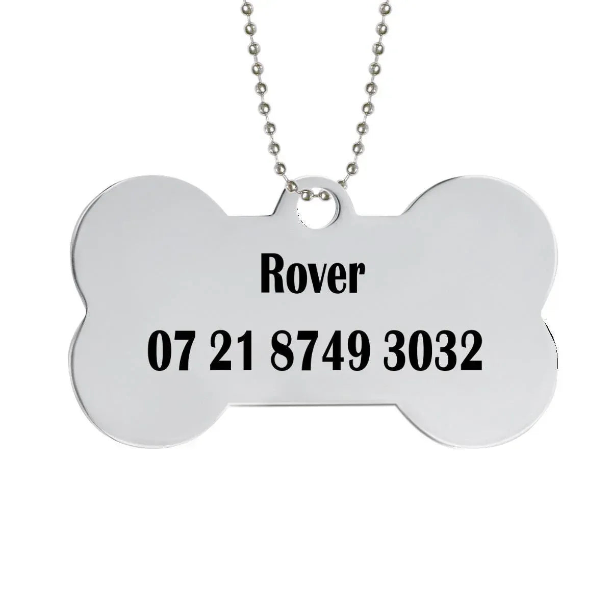 Engraved Pet ID Tag: Personalized Bone Shape, Gold/Silver Finish, Name Gift - Dream Dragons