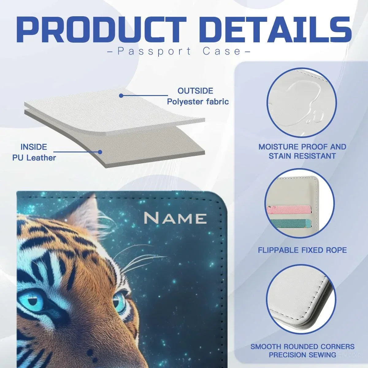 Personalized Tiger Passport Holder: Jungle Animal Design, Travel Gift, Holiday - Dream Dragons