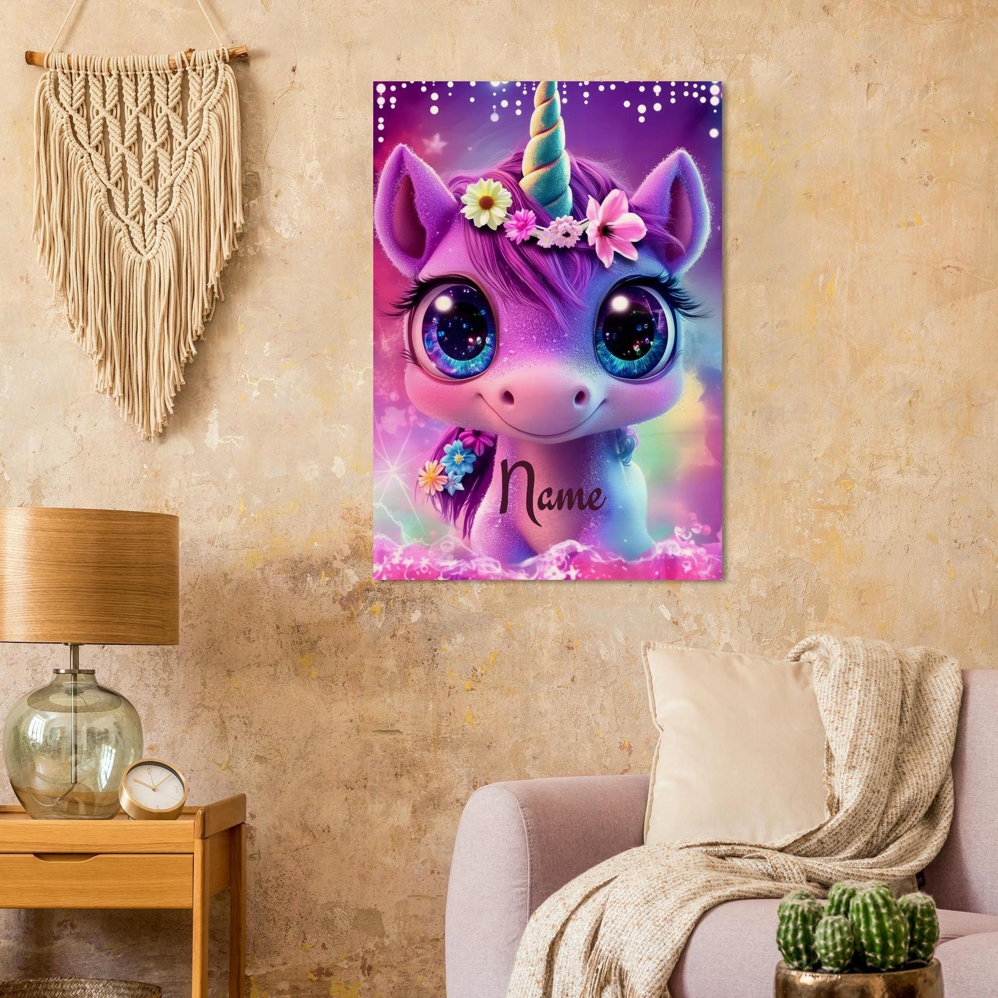 Personalized Unicorn Wall Art: Wood Name Print Nursery Decor - Dream Dragons