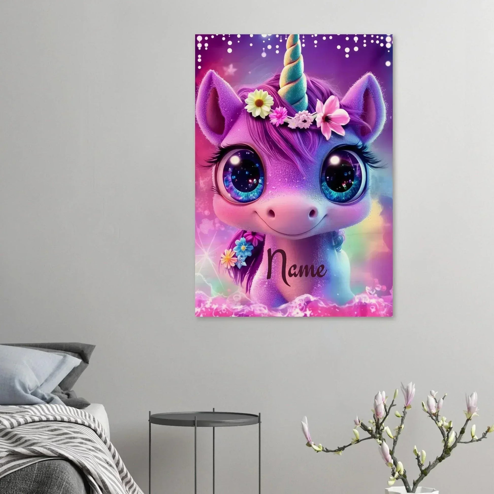 Personalized Unicorn Wall Art: Wood Name Print Nursery Decor - Dream Dragons