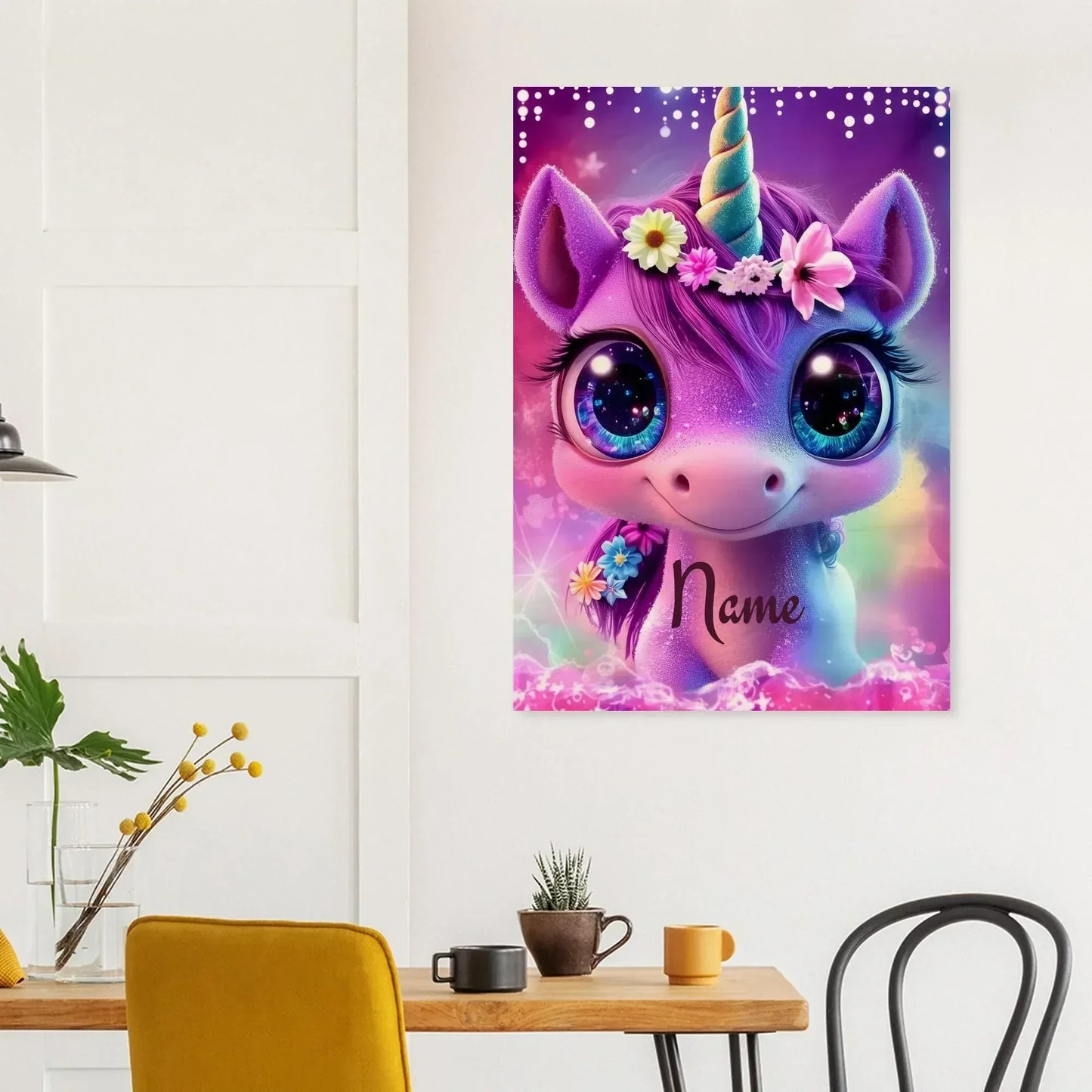 Personalized Unicorn Wall Art: Wood Name Print Nursery Decor - Dream Dragons