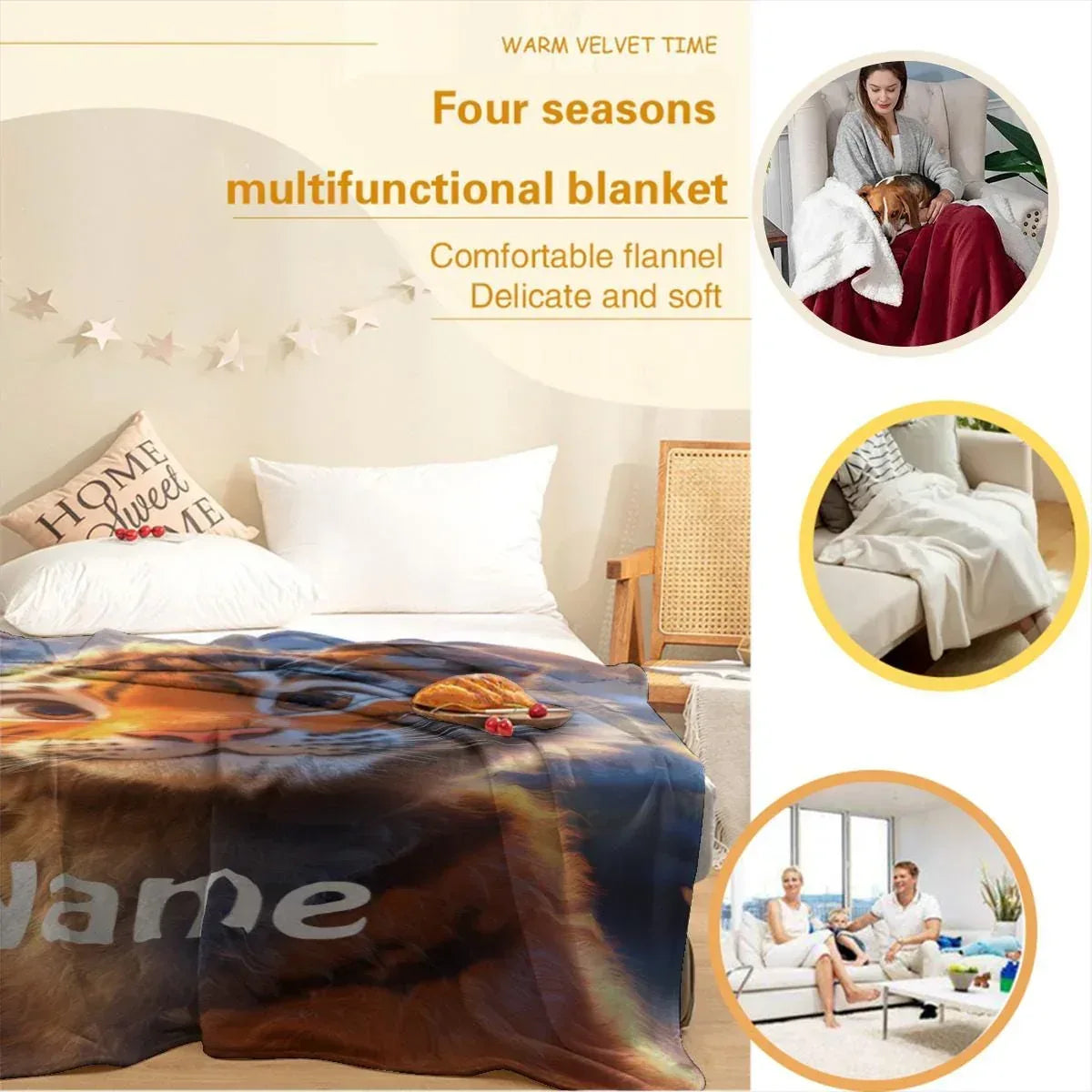 Personalized Baby Tiger Blanket: Soft Microfiber Jungle Nursery Throw, Super Soft Name Gift - Dream Dragons