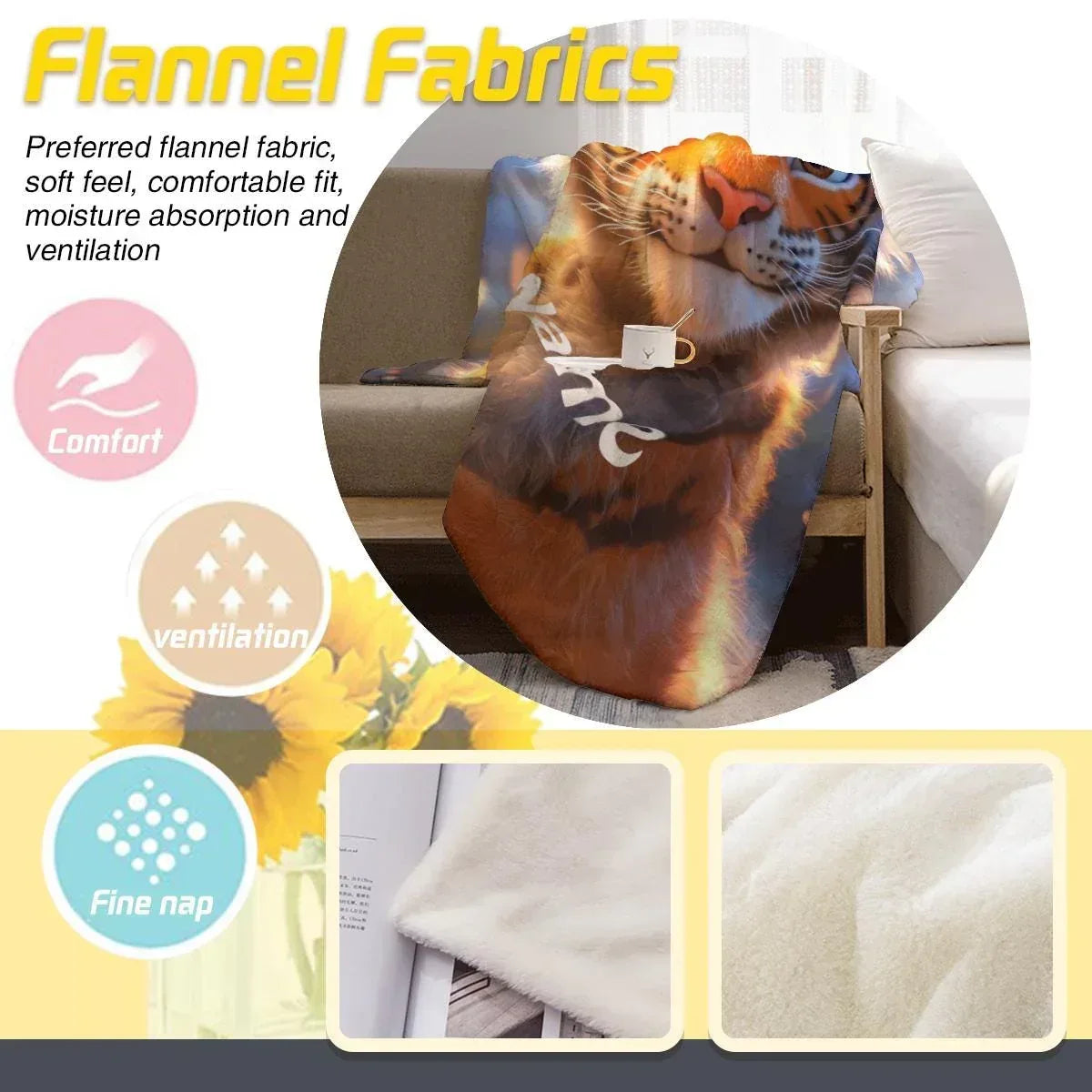 Personalized Baby Tiger Blanket: Soft Microfiber Jungle Nursery Throw, Super Soft Name Gift - Dream Dragons