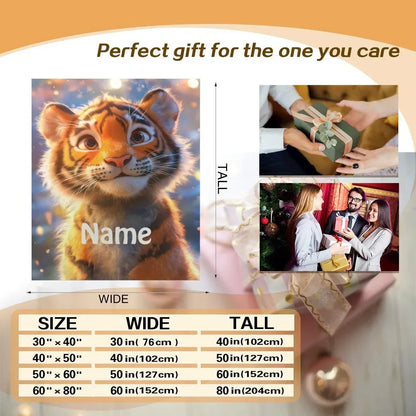 Personalized Baby Tiger Blanket: Soft Microfiber Jungle Nursery Throw, Super Soft Name Gift - Dream Dragons