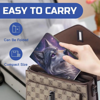 Personalized Galaxy Wolf Passport Holder: Cosmic Purple Travel Cover - Dream Dragons