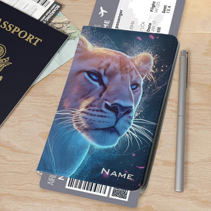 Personalized Lion Passport Holder: Starry Galaxy Travel Wallet, Holiday - Dream Dragons