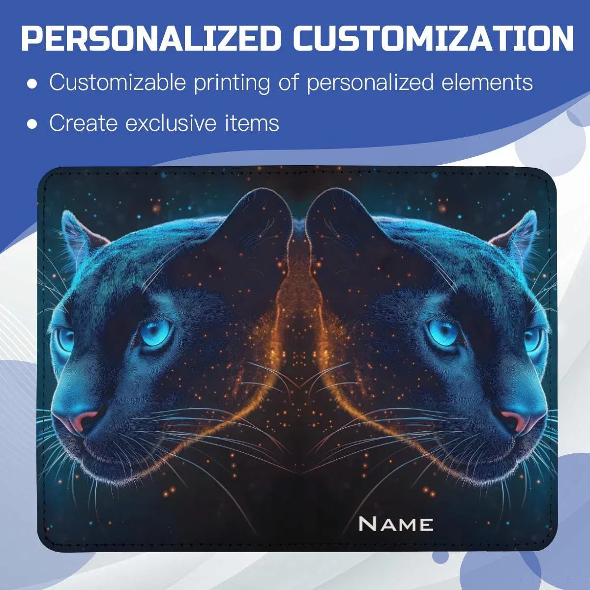 Personalized Celestial Panther Passport Holder: Cosmic Jungle Travel Wallet, Holiday - Dream Dragons