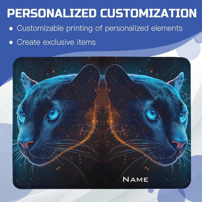 Personalized Celestial Panther Passport Holder: Cosmic Jungle Travel Wallet, Holiday - Dream Dragons