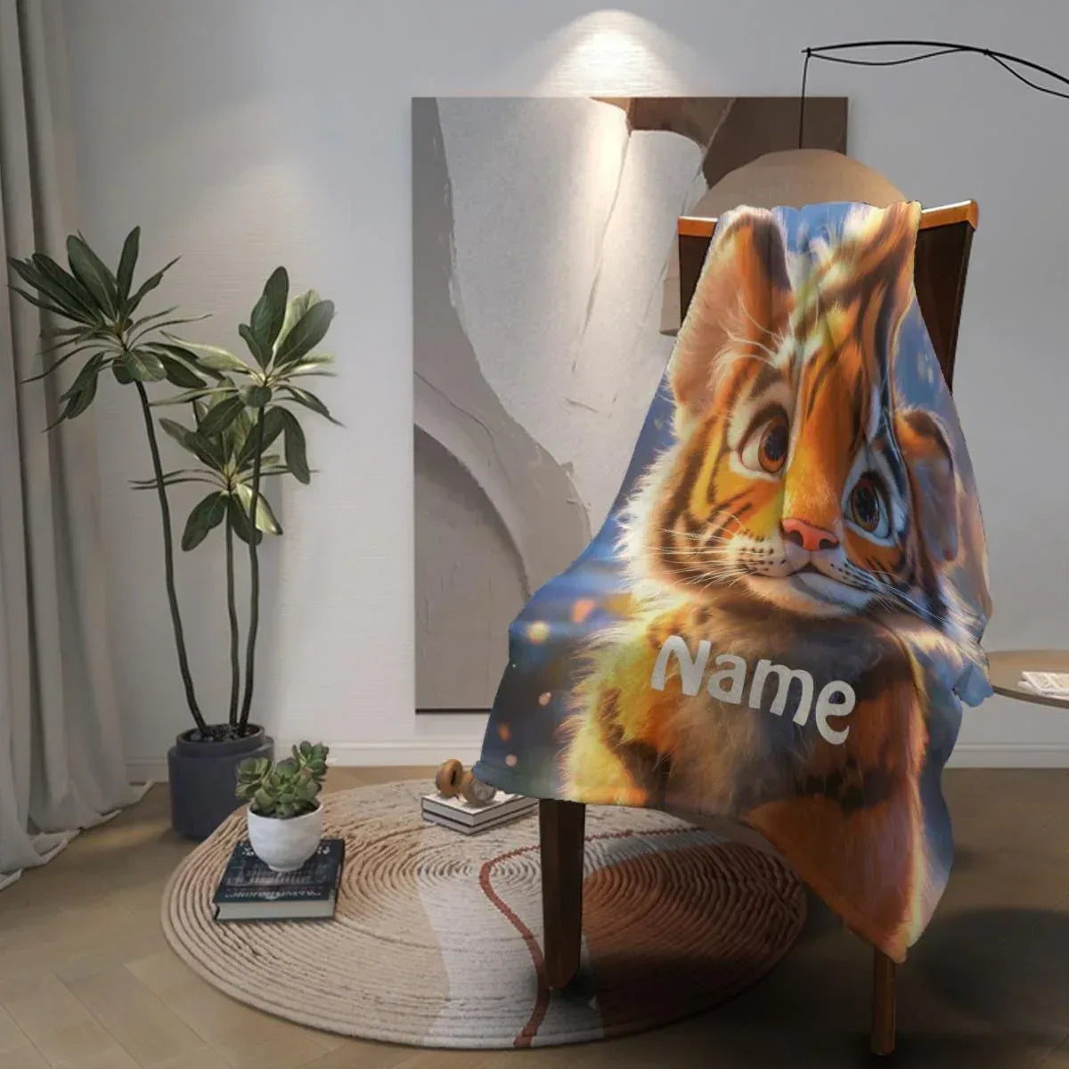 Personalized Baby Tiger Blanket: Soft Microfiber Jungle Nursery Throw, Super Soft Name Gift - Dream Dragons