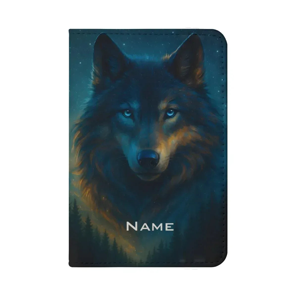 Personalized Mystical Wolf Passport Holder: Custom Travel Wallet - Dream Dragons