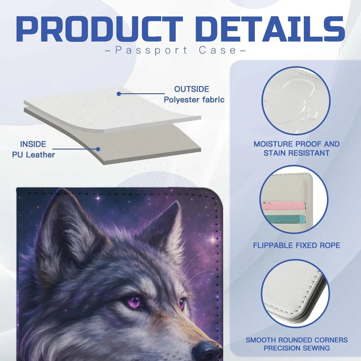 Personalized Galaxy Wolf Passport Holder: Cosmic Purple Travel Cover - Dream Dragons