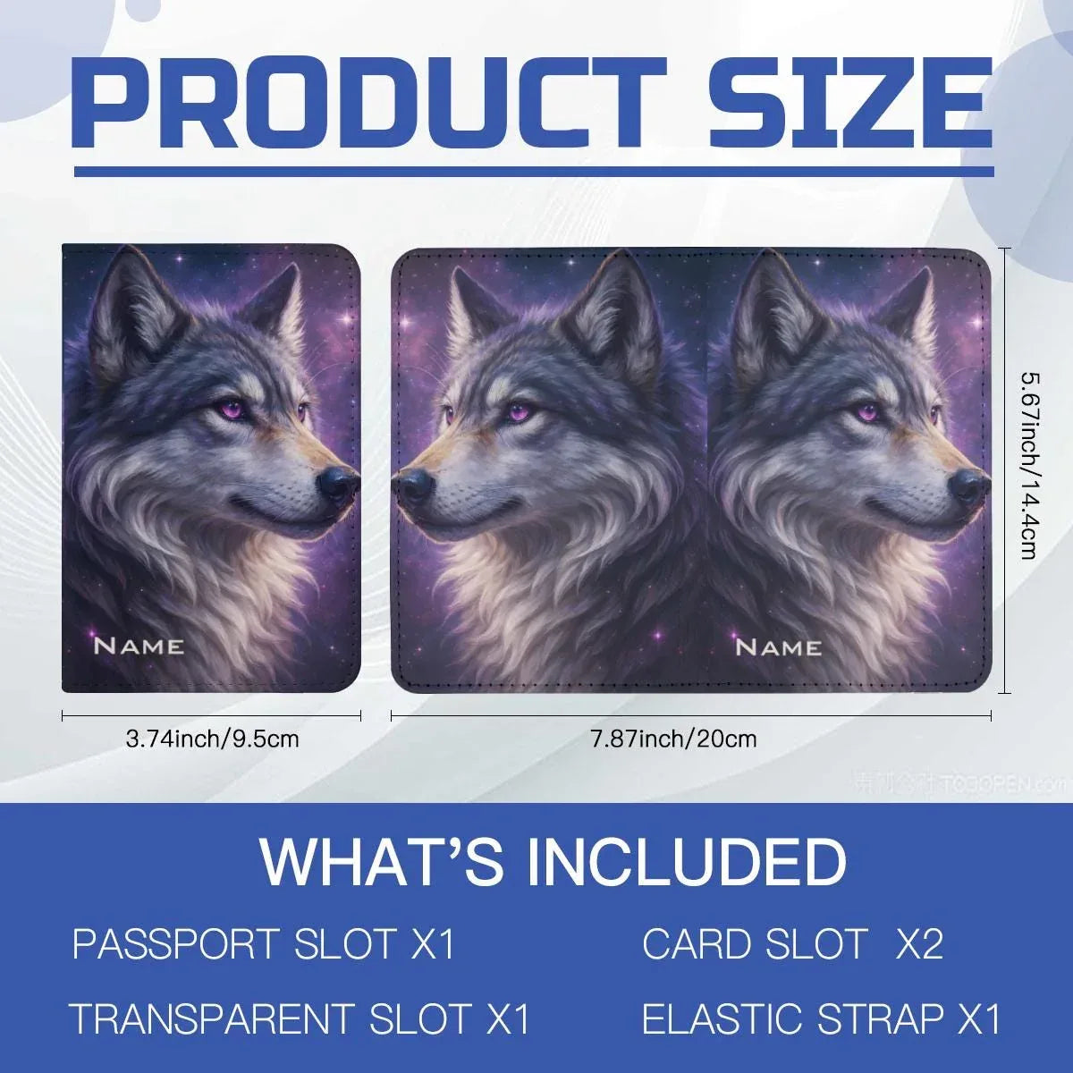 Personalized Galaxy Wolf Passport Holder: Cosmic Purple Travel Cover - Dream Dragons