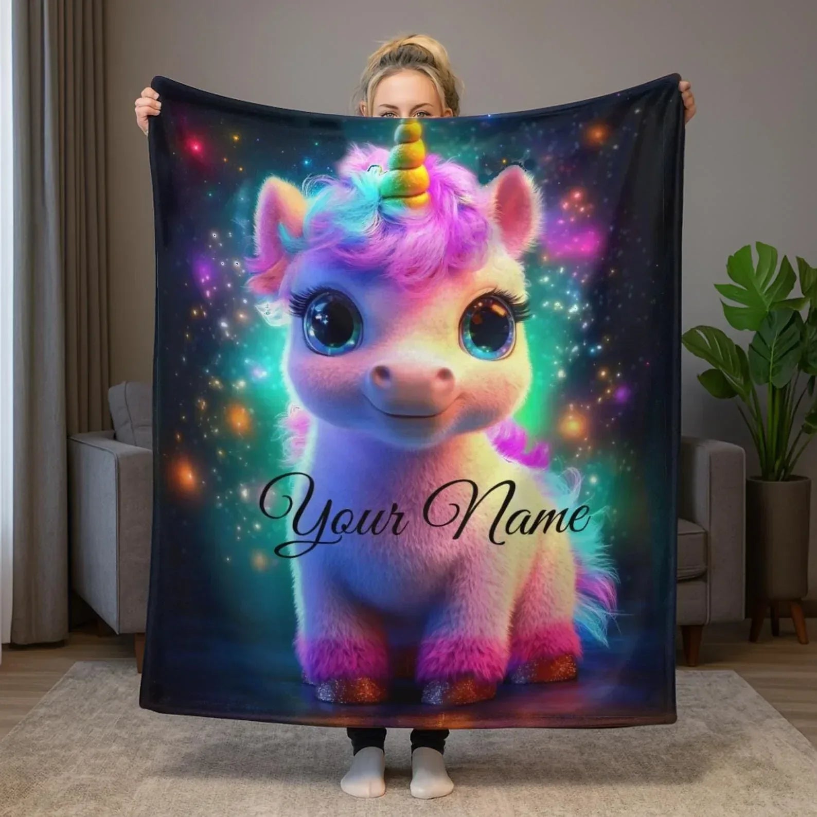 Personalized Cosmic Unicorn Blanket: Magical Galaxy Flannel Fleece Throw, Super Soft - Dream Dragons