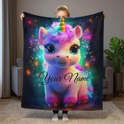 Personalized Cosmic Unicorn Blanket: Magical Galaxy Flannel Fleece Throw, Super Soft - Dream Dragons