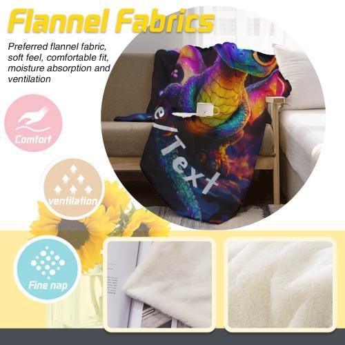 Personalized Glowing Rainbow Dragon Blanket: Soft Flannel Fleece Throw - Dream Dragons
