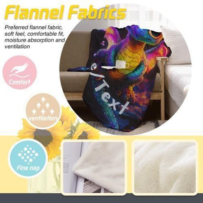 Personalized Glowing Rainbow Dragon Blanket: Soft Flannel Fleece Throw - Dream Dragons