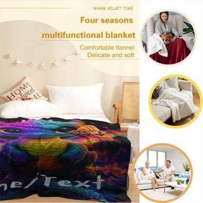 Personalized Glowing Rainbow Dragon Blanket: Soft Flannel Fleece Throw - Dream Dragons