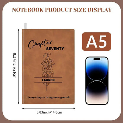 Personalized 80th, 70th, 60th, 50th, Birthday Leather Journal: Custom Age Year Gift, Keepsake Diary - Dream Dragons