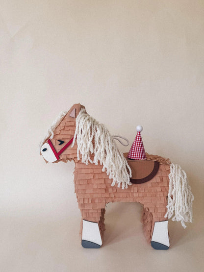 🐴 Birthday Horse Piñata – Handmade 22” Party Decoration with String Mane & Candy Holder