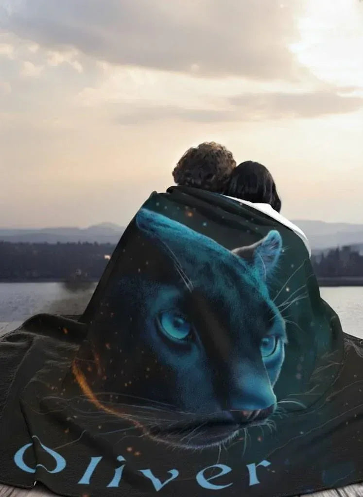 Personalized Black Panther Blanket: Cosmic Starry Night Soft Throw, Soft Flannel Fleece - Dream Dragons