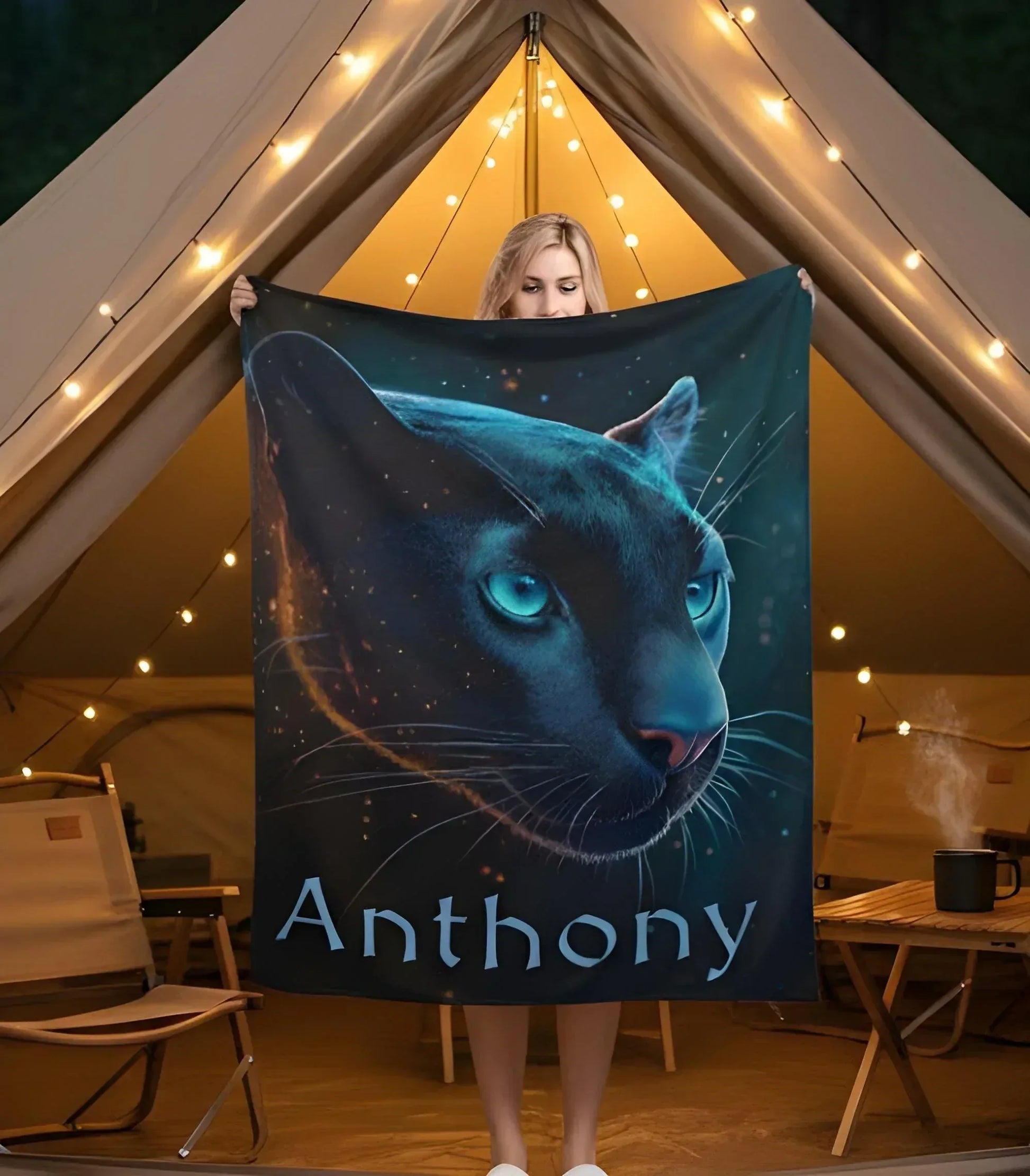 Personalized Black Panther Blanket: Cosmic Starry Night Soft Throw, Soft Flannel Fleece - Dream Dragons