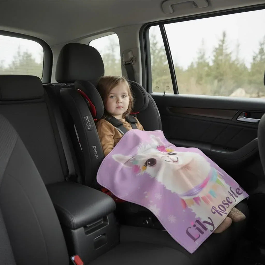 Personalized Llama Fleece Blanket: Alpaca Custom Name Throw - Dream Dragons