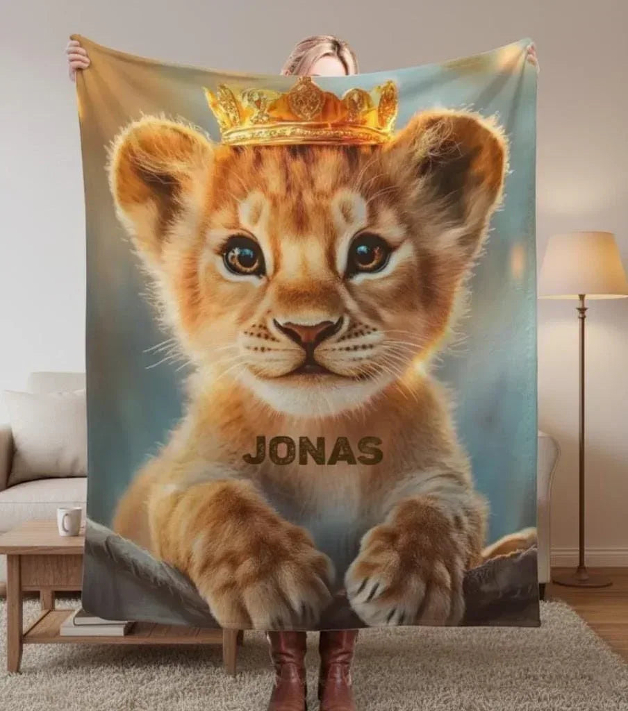 Customizable Lion King Baby Blanket: Simba Cub Keepsake Throw, Flannel Fleece Name Gift - Dream Dragons