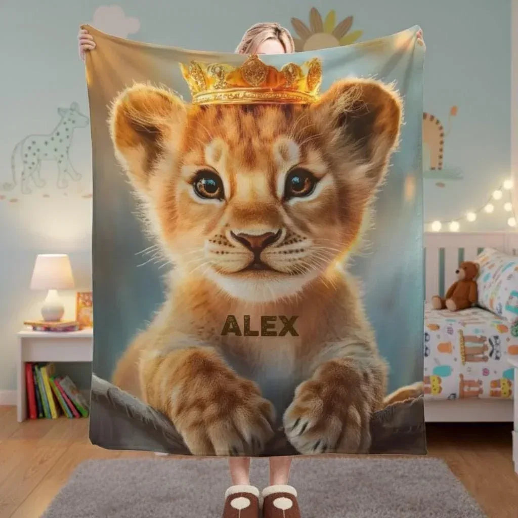 Customizable Lion King Baby Blanket: Simba Cub Keepsake Throw, Flannel Fleece Name Gift - Dream Dragons