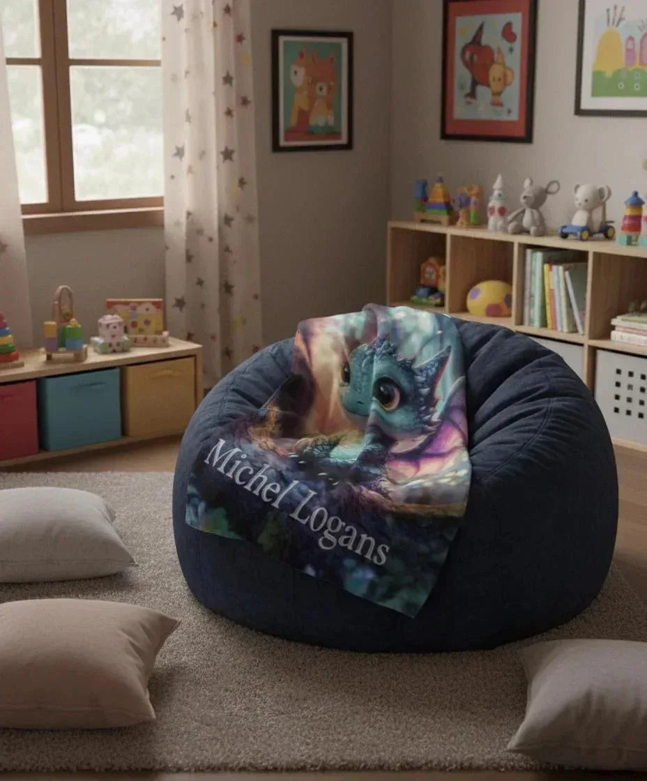 Personalized Dragon Blanket: Magical Flannel Fleece Throw, Super Soft Name Gift - Dream Dragons