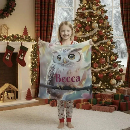 Personalized Owl Blanket: Magical Floral Fleece Throw, Soft Name Gift - Dream Dragons