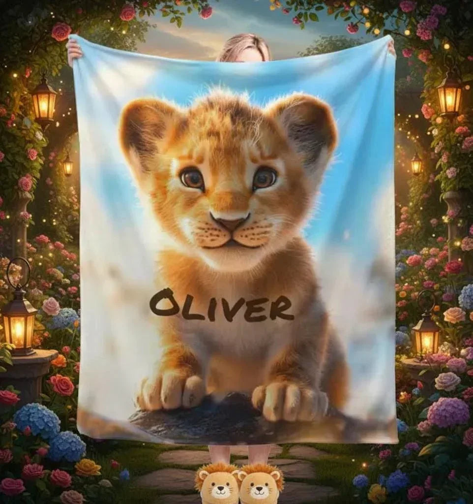 Personalized Baby Lion King Blanket: Soft Flannel Throw, Custom Name Gift - Dream Dragons
