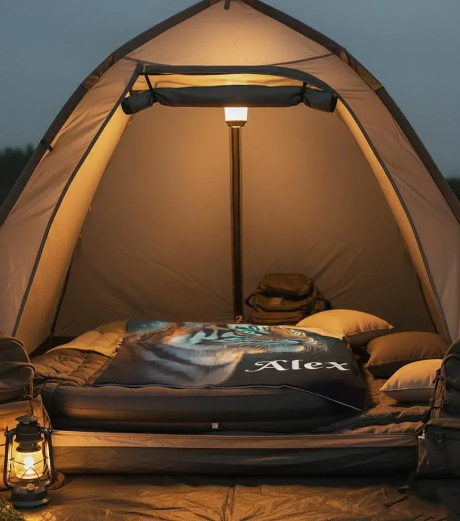 Personalized Tiger Blanket: Starry Night Jungle Throw, Soft Flannel Fleece Name Gift - Dream Dragons