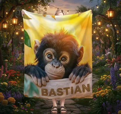 Personalized Baby Chimpanzee Blanket: Jungle Nursery Throw, Super Soft Name Gift - Dream Dragons