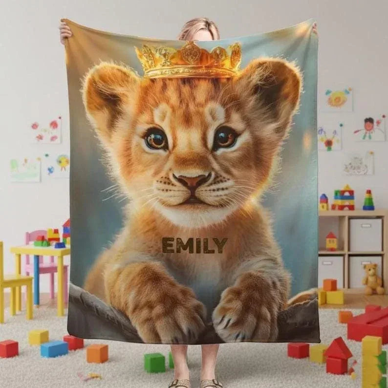 Customizable Lion King Baby Blanket: Simba Cub Keepsake Throw, Flannel Fleece Name Gift - Dream Dragons
