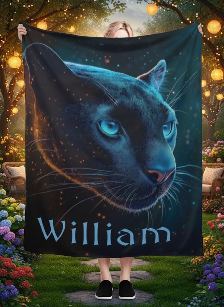 Personalized Black Panther Blanket: Cosmic Starry Night Soft Throw, Soft Flannel Fleece - Dream Dragons