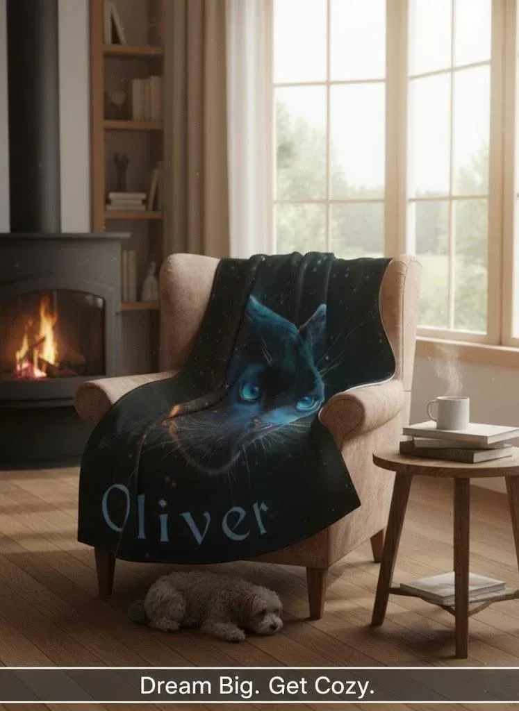 Personalized Black Panther Blanket: Cosmic Starry Night Soft Throw, Soft Flannel Fleece - Dream Dragons