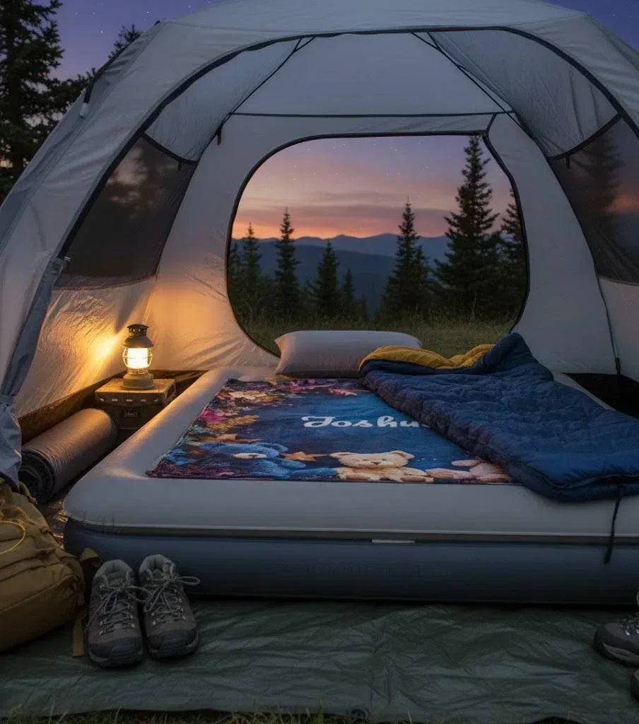 Personalized Teddy Bear Plush Blanket: Soft Flannel Fleece, Autumn Leaves, Custom Name Gift - Dream Dragons