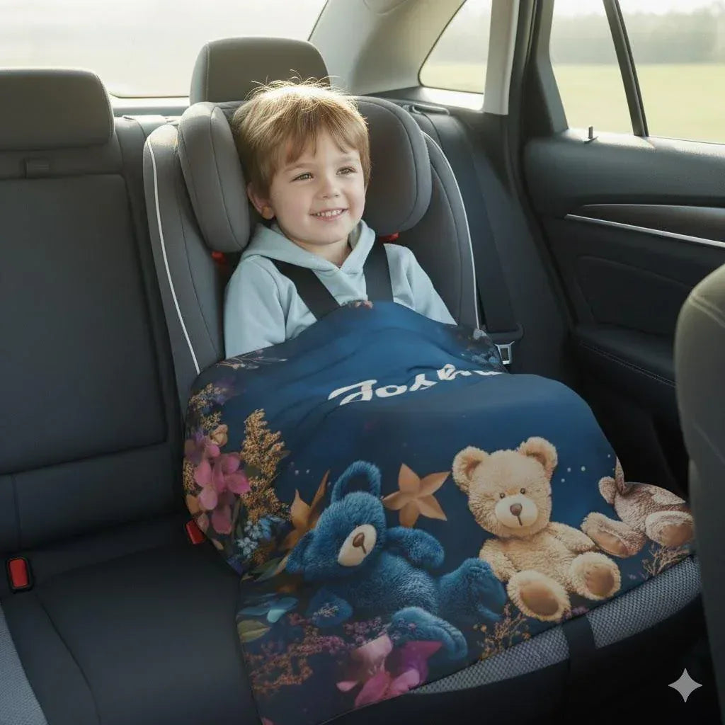 Personalized Teddy Bear Plush Blanket: Soft Flannel Fleece, Autumn Leaves, Custom Name Gift - Dream Dragons