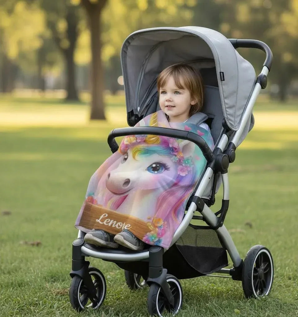 Personalized Unicorn Blanket: Rainbow Pink White Bedroom - Soft Flannel Fleece Throw, Name Gift - Dream Dragons