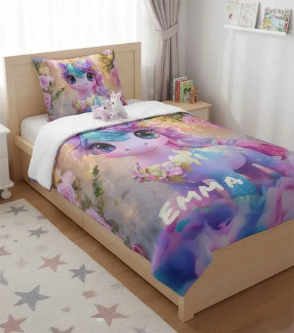 Personalized Unicorn Blanket: Soft Flannel Fleece Throw, Magical Name Gift - Dream Dragons