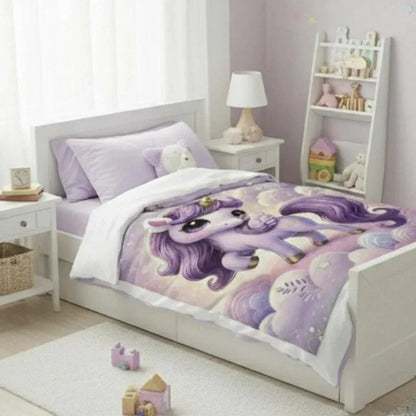Personalized Unicorn Blanket: Enchanted Purple Fantasy Throw, Flannel Fleece Name Gift - Dream Dragons