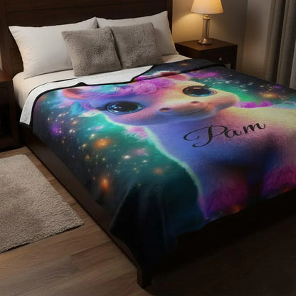 Personalized Cosmic Unicorn Blanket: Magical Galaxy Flannel Fleece Throw, Super Soft - Dream Dragons