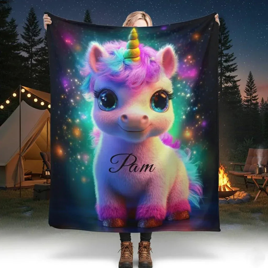 Personalized Cosmic Unicorn Blanket: Magical Galaxy Flannel Fleece Throw, Super Soft - Dream Dragons