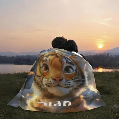 Personalized Baby Tiger Blanket: Soft Microfiber Jungle Nursery Throw, Super Soft Name Gift - Dream Dragons