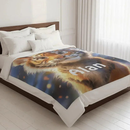 Personalized Baby Tiger Blanket: Soft Microfiber Jungle Nursery Throw, Super Soft Name Gift - Dream Dragons
